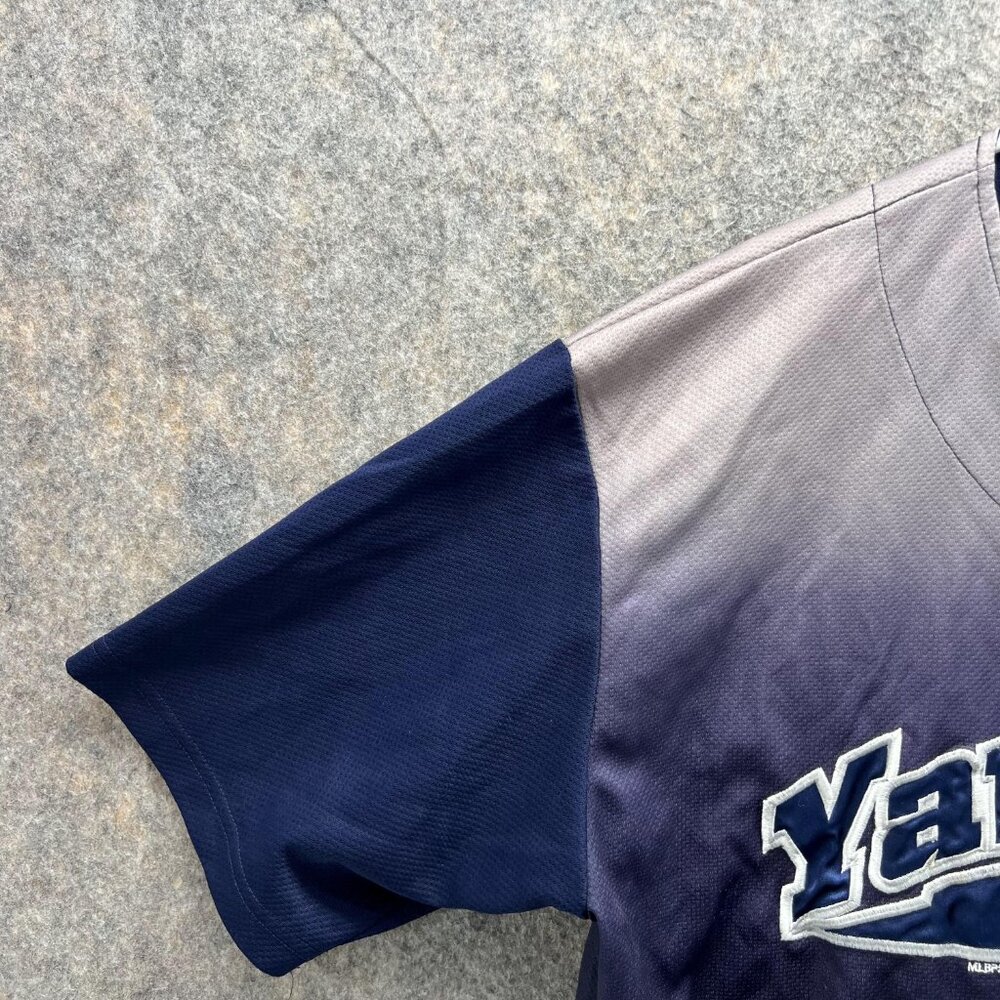 New York Yankee Jersey Men Large Adult Blue Navy MLB Polyester Baseball Puma VTG - Picture 4 of 16